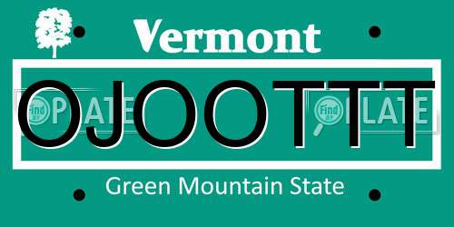 OJOOTTT Vermont License Plate