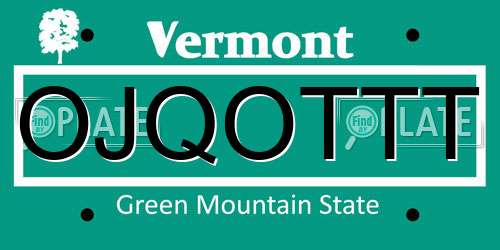 OJQOTTT Vermont License Plate
