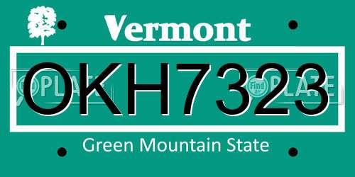 OKH7323 Vermont License Plate
