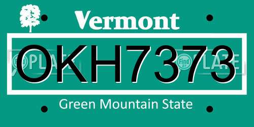 OKH7373 Vermont License Plate