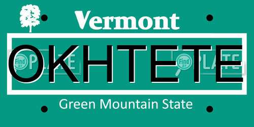 OKHTETE Vermont License Plate