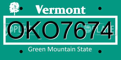 OKO7674 Vermont License Plate