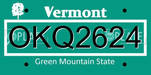 OKQ2624 Vermont License Plate