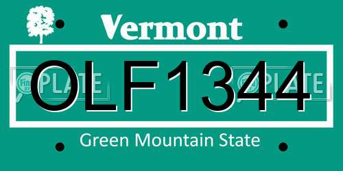 OLF1344 Vermont License Plate