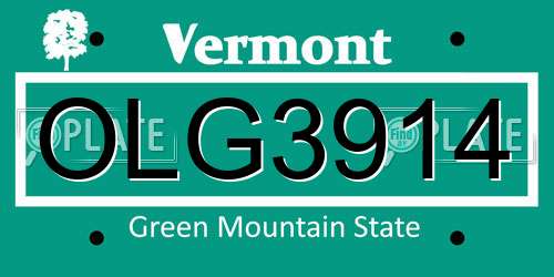 OLG3914 Vermont License Plate