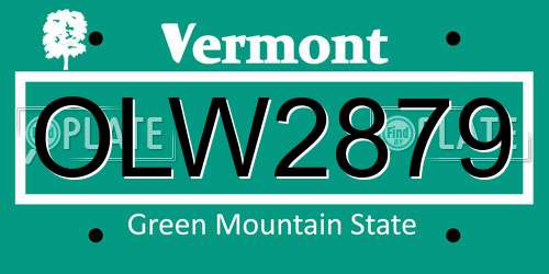 OLW2879 Vermont License Plate