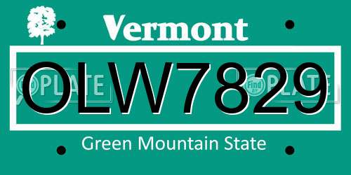 OLW7829 Vermont License Plate