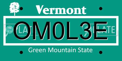 OM0L3E Vermont License Plate