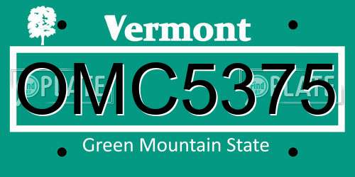 OMC5375 Vermont License Plate