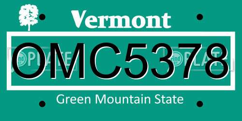 OMC5378 Vermont License Plate