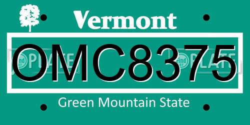 OMC8375 Vermont License Plate