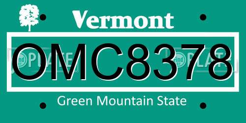 OMC8378 Vermont License Plate