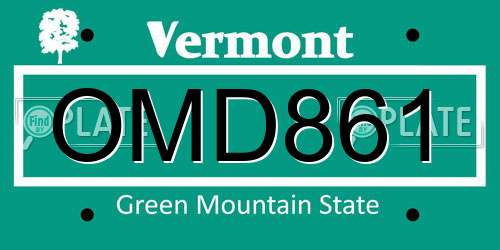 OMD861 Vermont License Plate