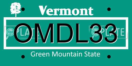 OMDL33 Vermont License Plate