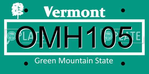 OMH105 Vermont License Plate