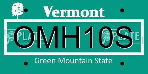 OMH10S Vermont License Plate