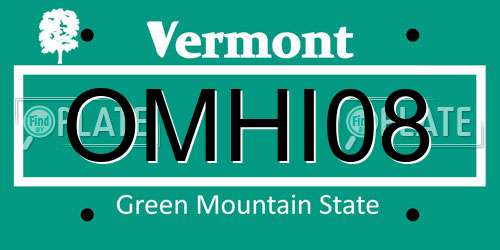 OMHI08 Vermont License Plate