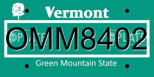 OMM8402 Vermont License Plate