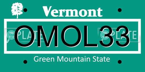 OMOL33 Vermont License Plate