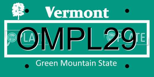 OMPL29 Vermont License Plate