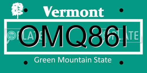 OMQ86I Vermont License Plate