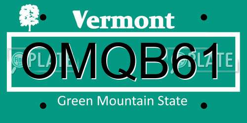 OMQB61 Vermont License Plate