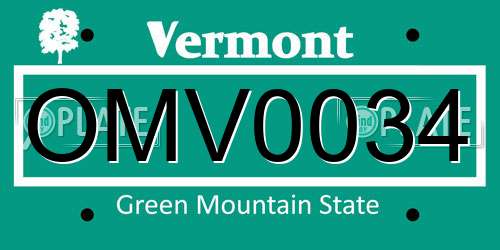 OMV0034 Vermont License Plate