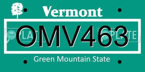 OMV463 Vermont License Plate
