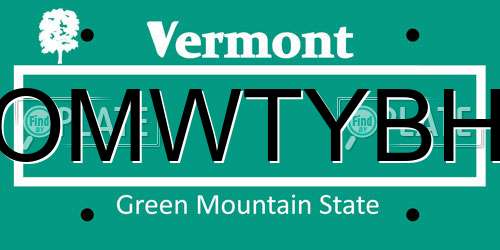 OMWTYBH Vermont License Plate