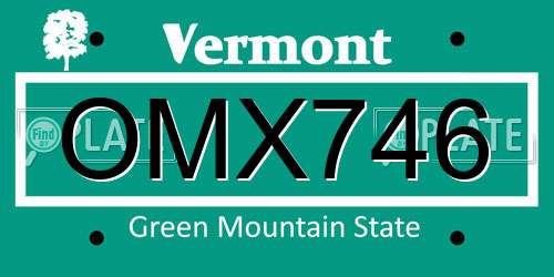 OMX746 Vermont License Plate