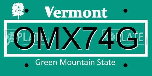 OMX74G Vermont License Plate