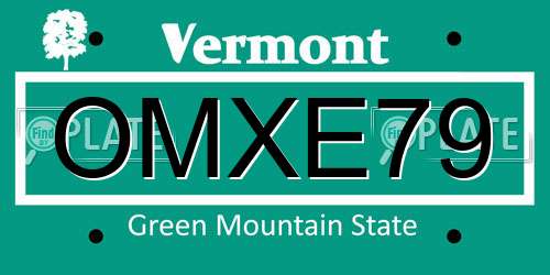 OMXE79 Vermont License Plate