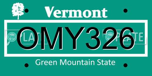 OMY326 Vermont License Plate