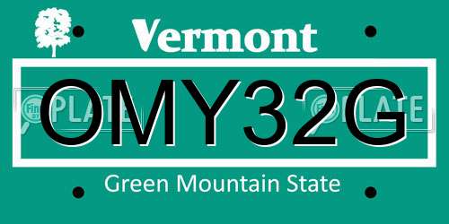 OMY32G Vermont License Plate
