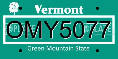 OMY5077 Vermont License Plate