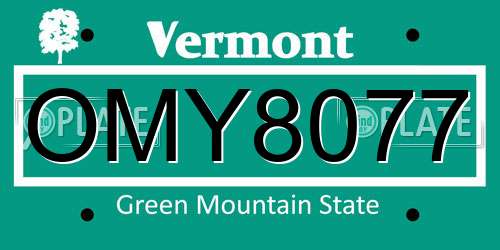 OMY8077 Vermont License Plate