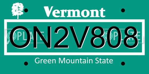 ON2V808 Vermont License Plate