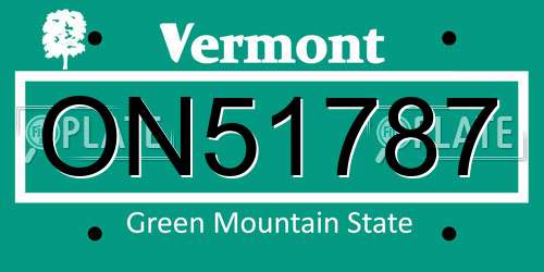 ON51787 Vermont License Plate
