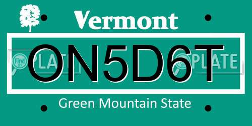 ON5D6T Vermont License Plate