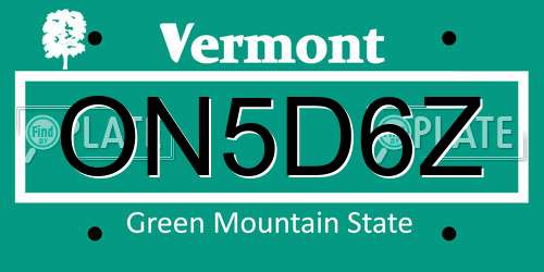 ON5D6Z Vermont License Plate