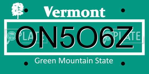 ON5O6Z Vermont License Plate