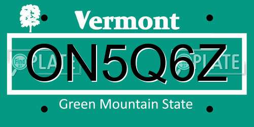 ON5Q6Z Vermont License Plate