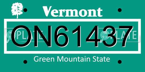 ON61437 Vermont License Plate