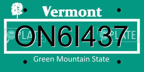 ON6I437 Vermont License Plate