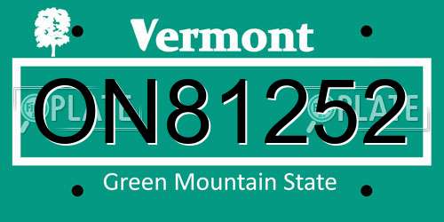 ON81252 Vermont License Plate