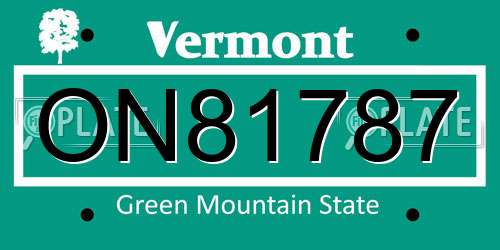 ON81787 Vermont License Plate