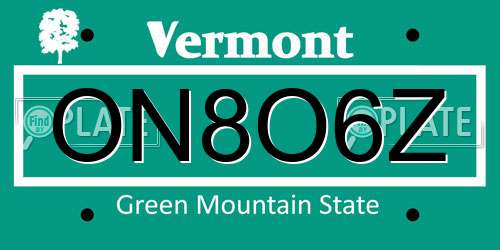 ON8O6Z Vermont License Plate