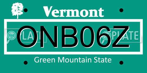 ONB06Z Vermont License Plate