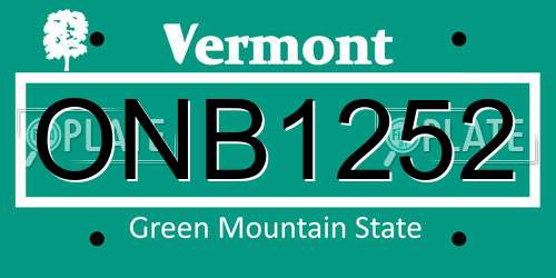 ONB1252 Vermont License Plate