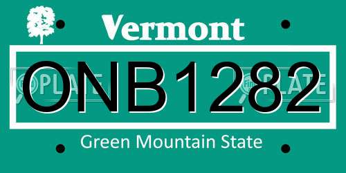 ONB1282 Vermont License Plate